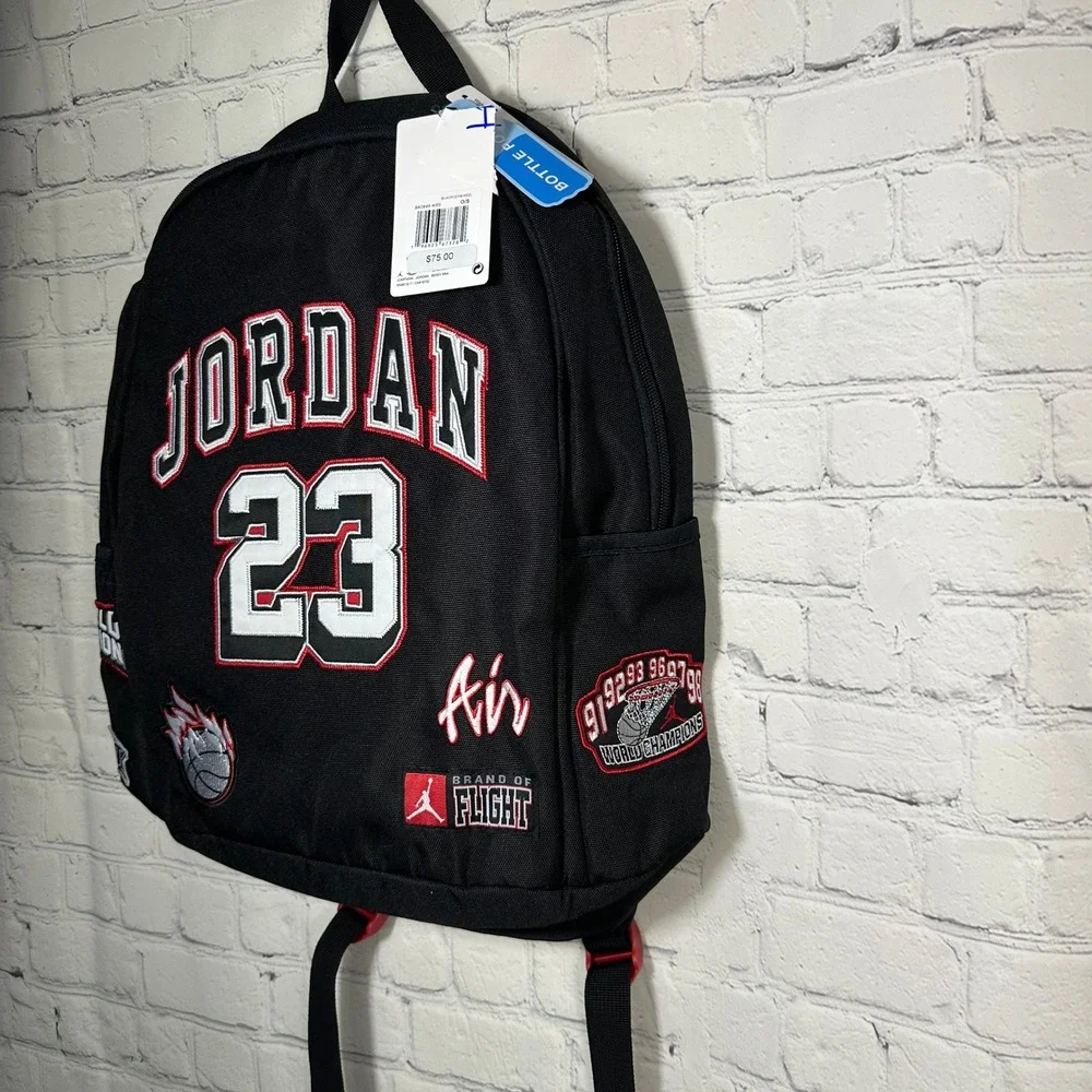Jordan 23 Brand of Flight Backpack Black Red White‎ Patches BA6046-KRS New